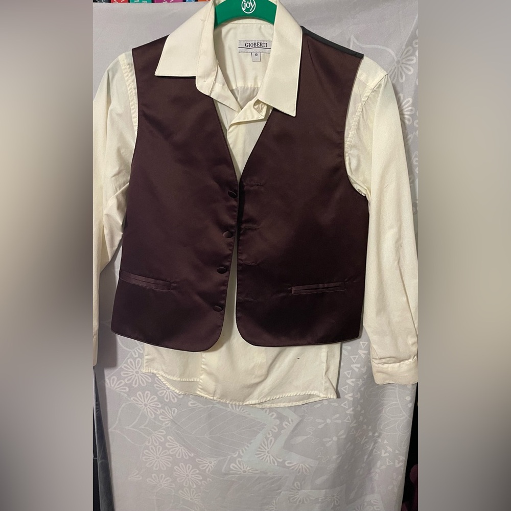 Perfect for a fall wedding! Long sleeve button with Vest